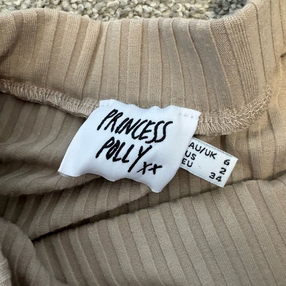 Princess Polly Beige Fitted‎ Ribbed Maxi Skirt Size 2 - Picture 5 of 5